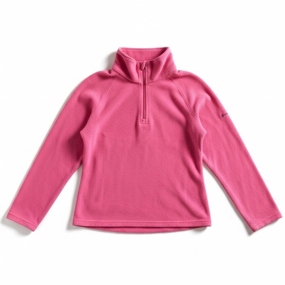 Columbia Other - Columbia Pink Fleece Quarter Zip Lightweight Pullover Jacket Girls Youth S (7/8)